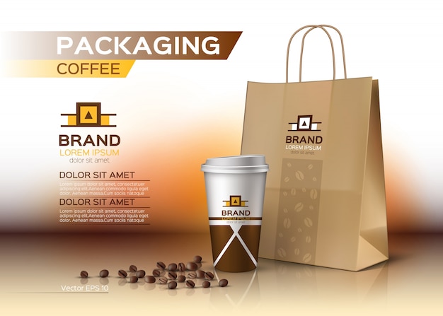 Download Coffee cup packaging mock up | Premium Vector