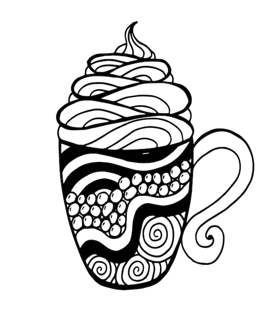 コーヒーカップのパターンのイラスト プレミアムベクター