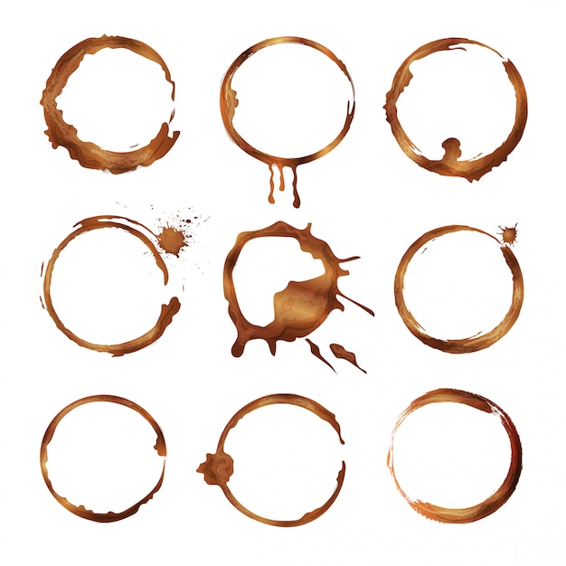 Premium Vector Coffee cup rings set. dirty splashes and drops of tea