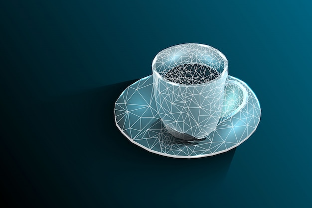 Coffee Cup. Tea Cup. Vector Polygonal Image, Consisting Of Lines And Shapes.