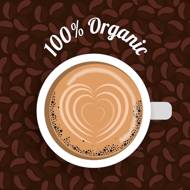 Coffee cup with heart image Vector | Premium Download