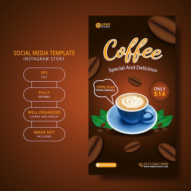 Premium Vector | Coffee drink menu promotion social media post ...