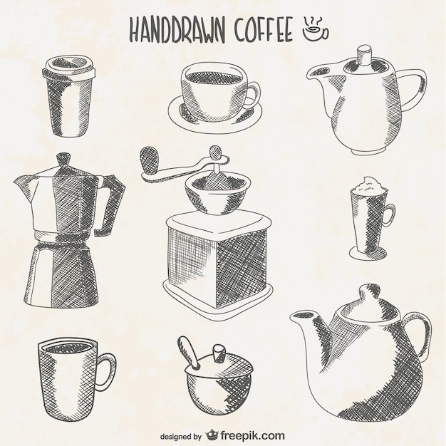 Coffee elements drawings