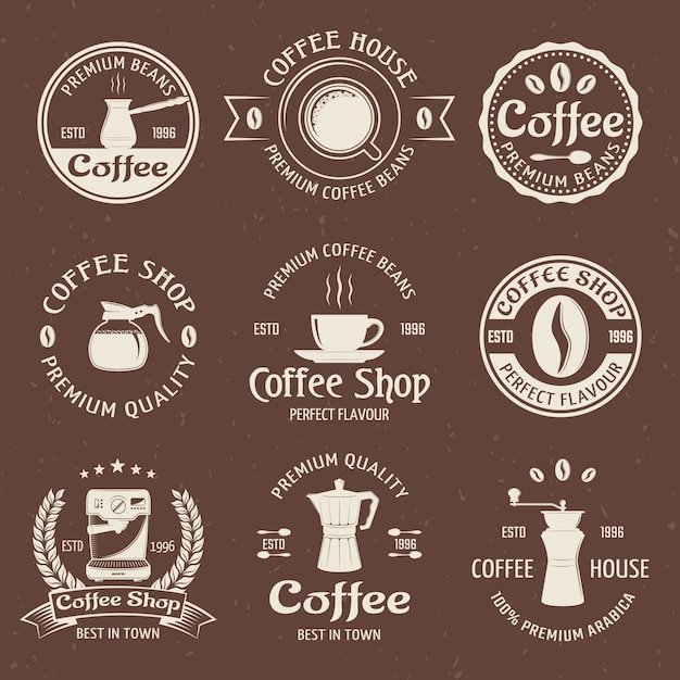 Free Vector | Coffee emblem set in color