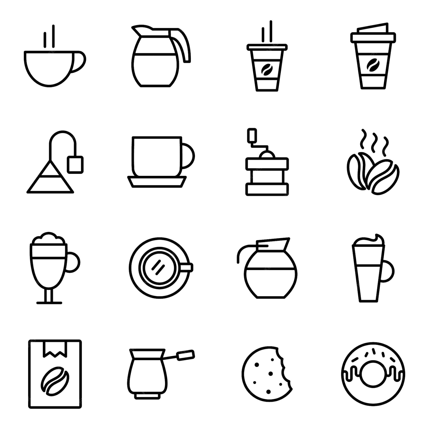 Premium Vector | Coffee icon pack, outline icon style