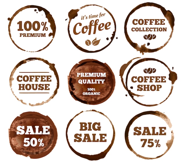 Download Coffee labels | Premium Vector
