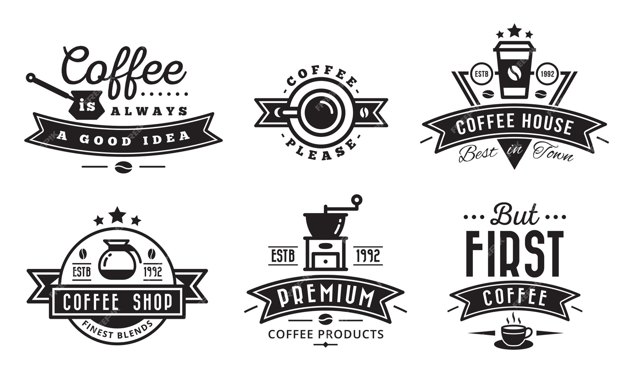 Premium Vector | Coffee logo badge and label for cafe