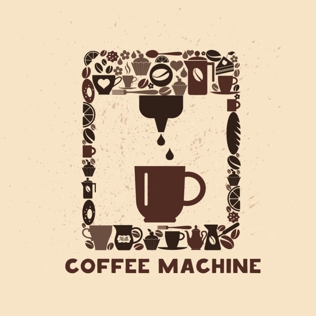 Download Coffee machine made of coffee icons | Free Vector