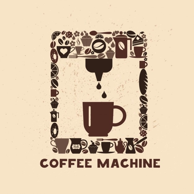 Coffee machine made of coffee icons | Free Vector