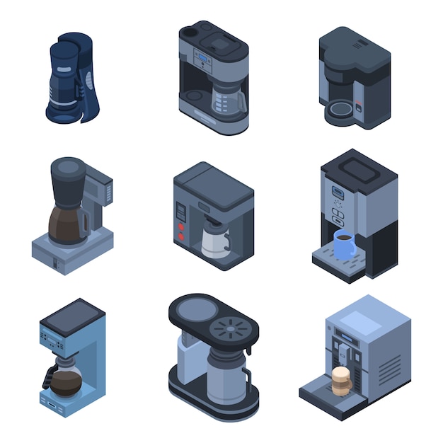 Download Coffee maker icon set. isometric set of coffee maker vector icons for web design isolated on ...