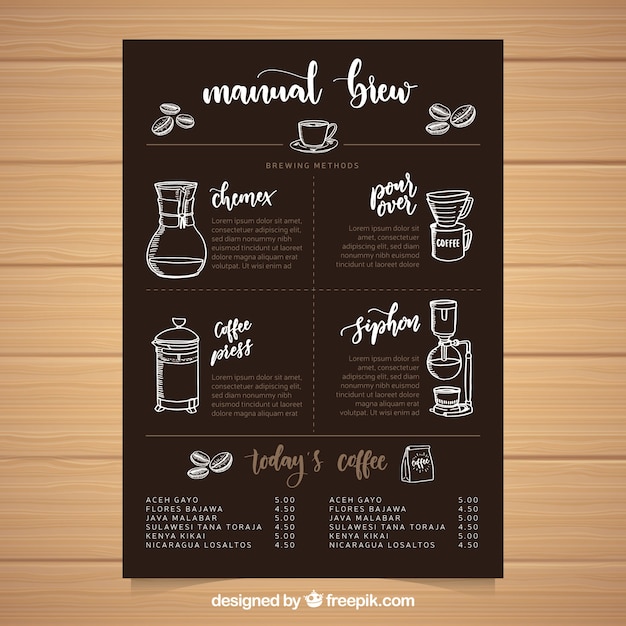 Coffee menu template Free Vector