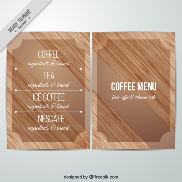 Coffee menu textured wood