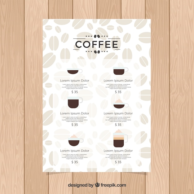 Coffee menu