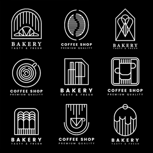 Download Free Coffee And Pastry Shop Logo Vector Set Free Vector Use our free logo maker to create a logo and build your brand. Put your logo on business cards, promotional products, or your website for brand visibility.