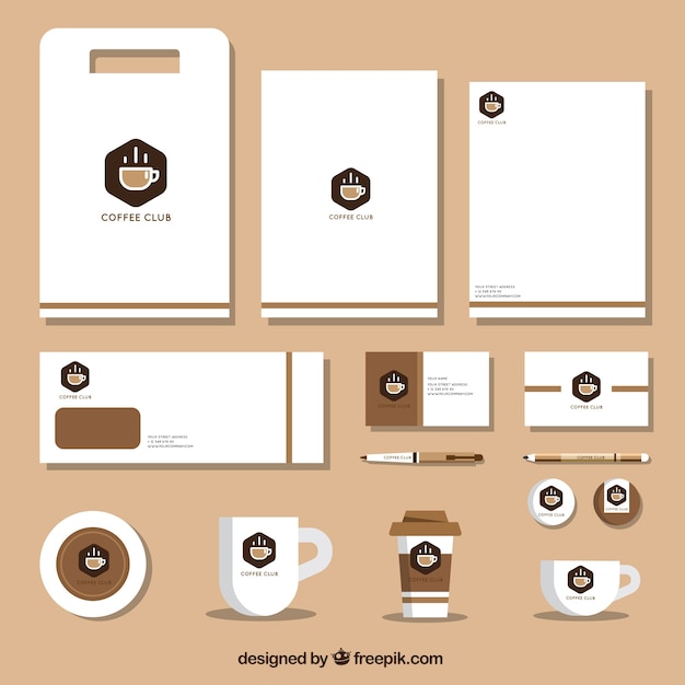 Download Free Download Free Coffee Shop Brand Stationery Vector Freepik Use our free logo maker to create a logo and build your brand. Put your logo on business cards, promotional products, or your website for brand visibility.