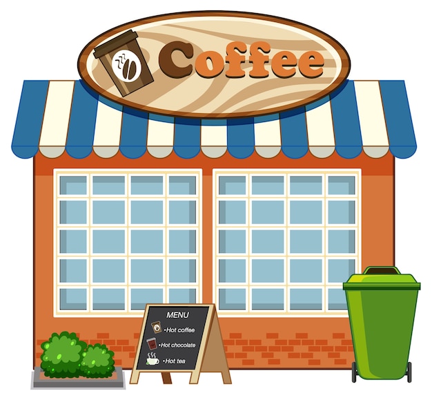 Download Free Vector | Coffee shop cartoon style isolated on white ...