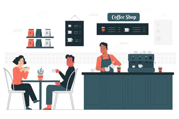 Coffee shop concept illustration Free Vector