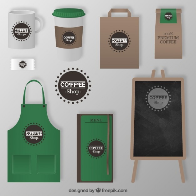 Download Coffee shop corporate elements | Free Vector