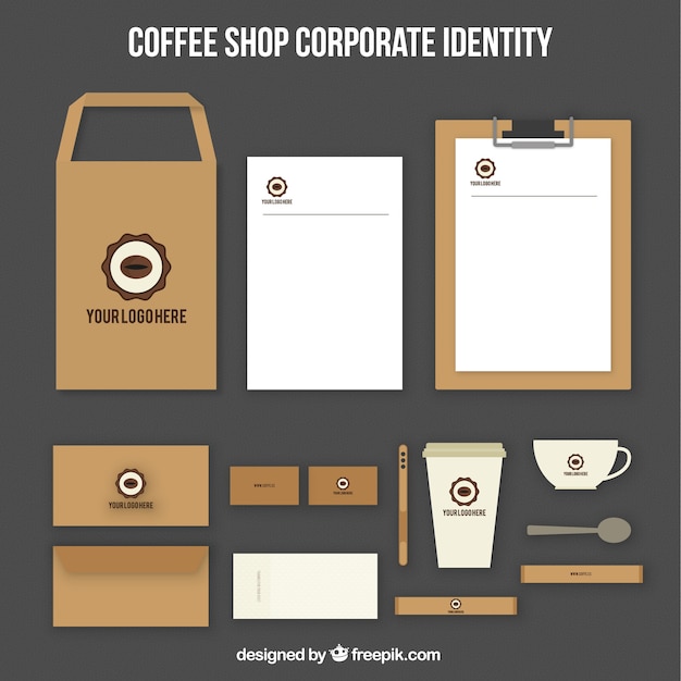 Coffee shop corporate identity with coffee
bean