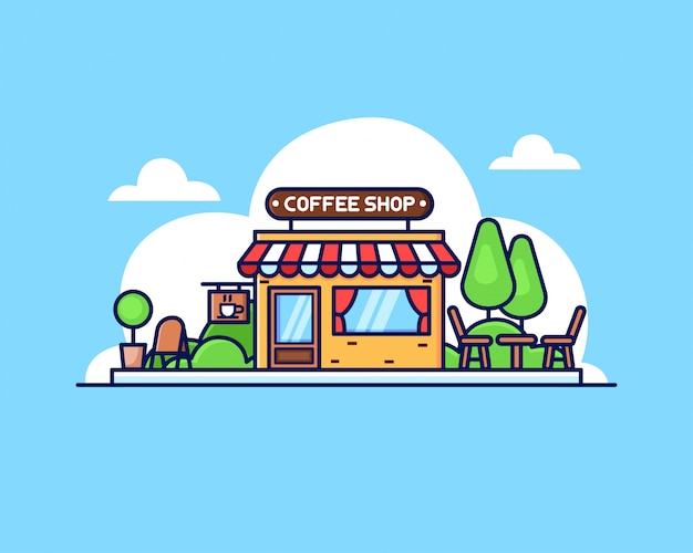 Premium Vector | Coffee shop flat illustration