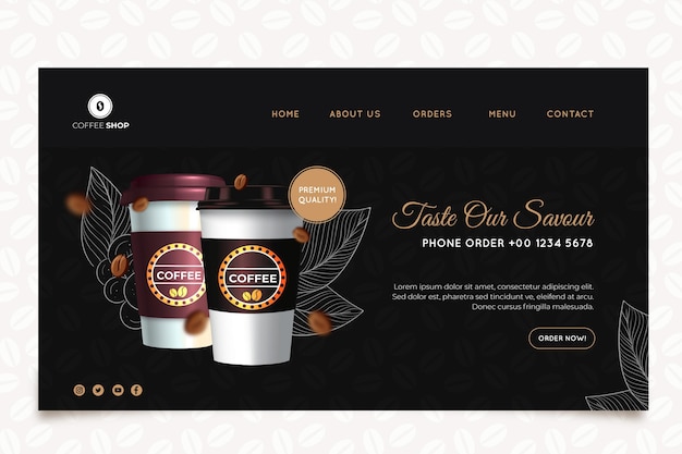 Free Vector Coffee Shop Landing Page