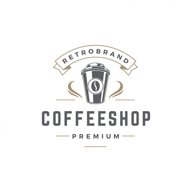 Download Free Coffee Shop Logo Template Cup With Bean Silhouette With Retro Typography Vector Illustration Premium Vector Use our free logo maker to create a logo and build your brand. Put your logo on business cards, promotional products, or your website for brand visibility.