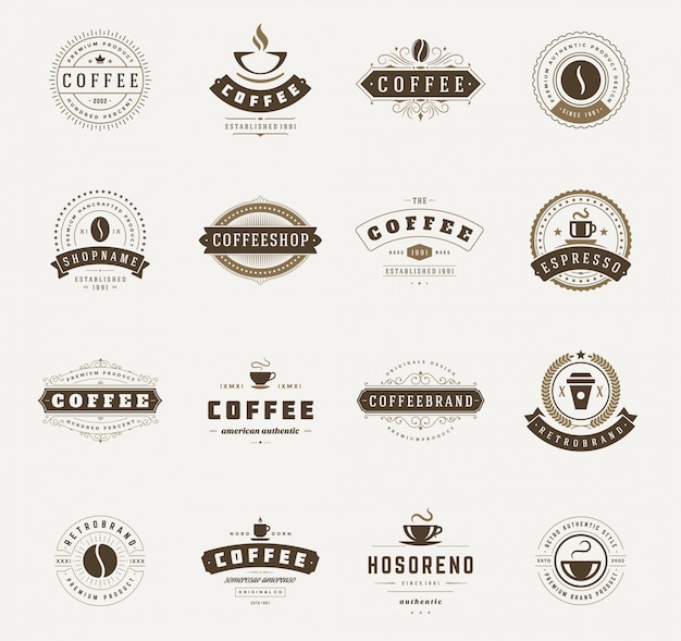 Download Free Coffee Shop Logo Templates Set Premium Vector Use our free logo maker to create a logo and build your brand. Put your logo on business cards, promotional products, or your website for brand visibility.