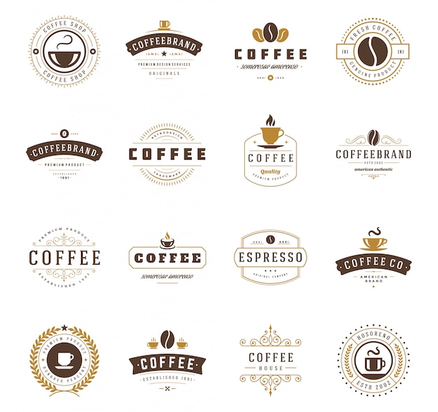 Download Free Coffee Shop Logos Design Templates Set Vector Illustration Use our free logo maker to create a logo and build your brand. Put your logo on business cards, promotional products, or your website for brand visibility.