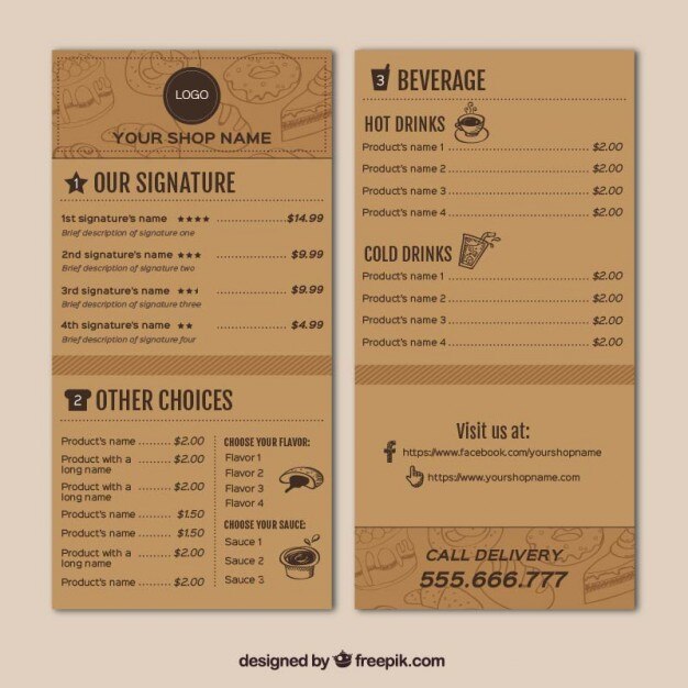 Coffee shop menu template Vector Free Download