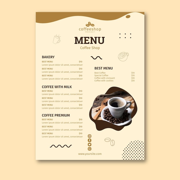 Premium Vector Coffee Shop Menu Template