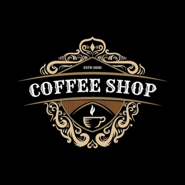 Premium Vector | Coffee shop ornamental logo design template