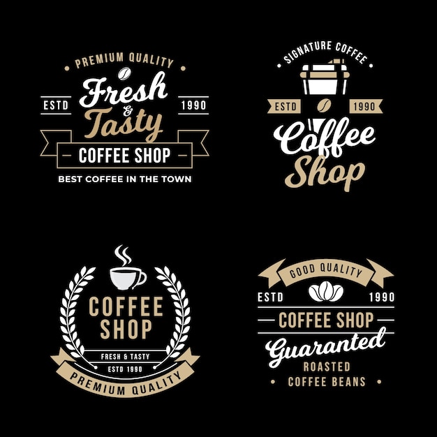 Coffee shop retro logo collection | Free Vector