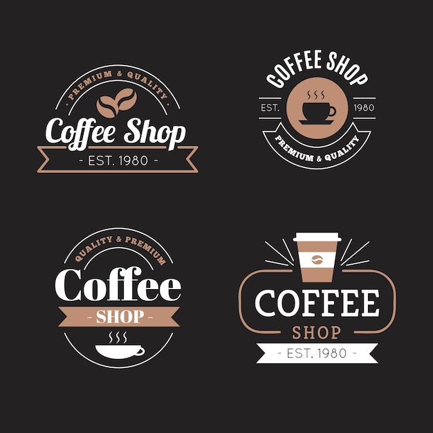 Download Coffee shop retro logo collection Vector | Free Download