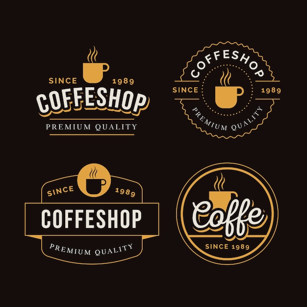 Download Coffee shop retro logo collection | Free Vector