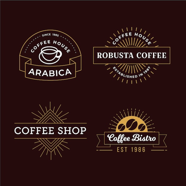 Download Coffee shop retro logo pack | Free Vector