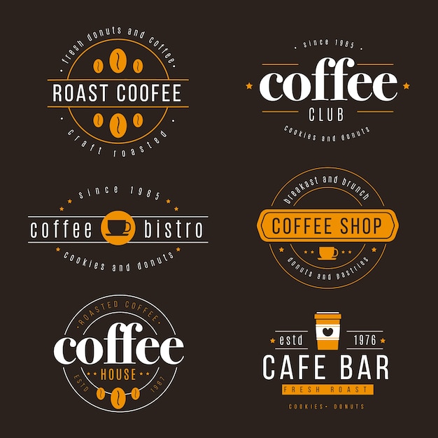 Download Coffee shop retro logo set Vector | Free Download