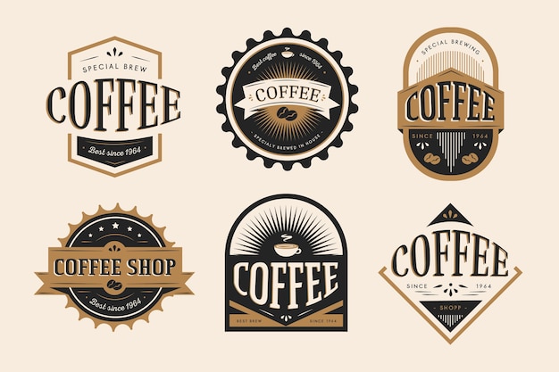 Download Coffee shop retro logo set | Free Vector