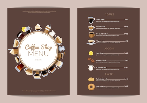 Premium Vector Coffee Shop Vertical Menu Template Cafe Menu Wi Drink Cup Espresso And Cappuccino