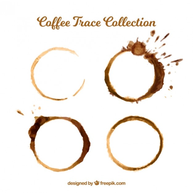 Coffee stains set with splashes | Free Vector