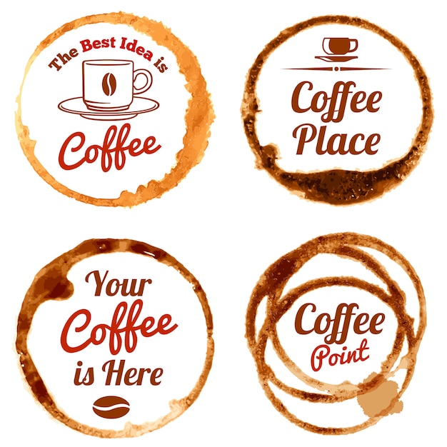 Download Coffee stains vector logos and labels set Vector | Premium ...