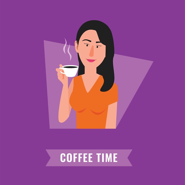Download Premium Vector | Coffee time illustration. woman drinking coffee