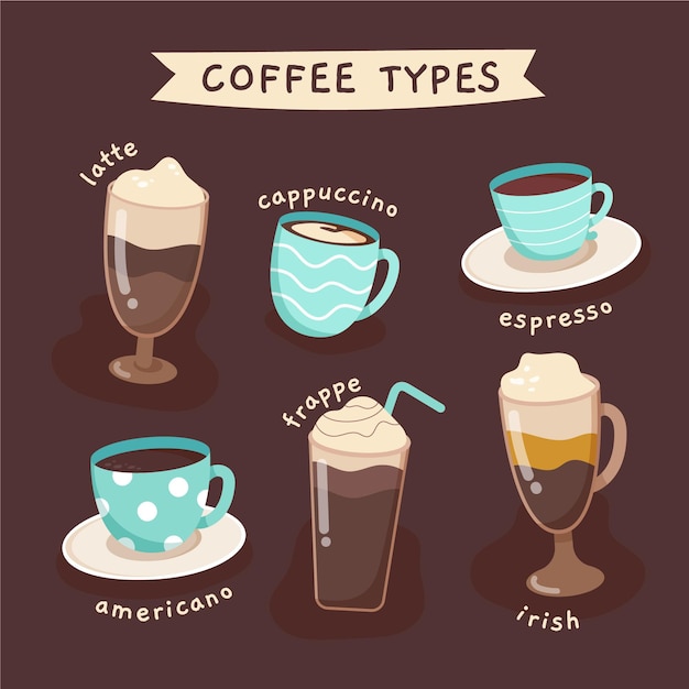 Coffee types illustration collection | Free Vector