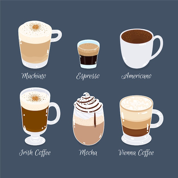 Download Free Vector | Coffee types set