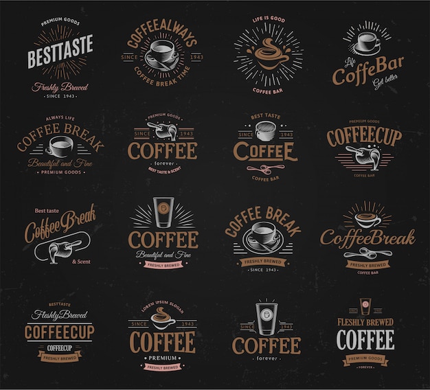 Premium Vector | Coffee vintage logos set.