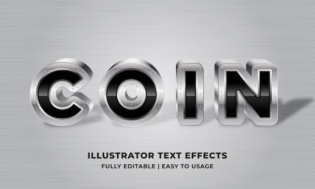 Download Coin - silver metallic 3d text effect | Premium Vector