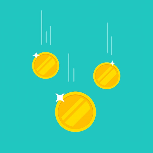 Premium Vector Coins Money Falling Or Dropping Flat Cartoon Icon Isolated On Color Background
