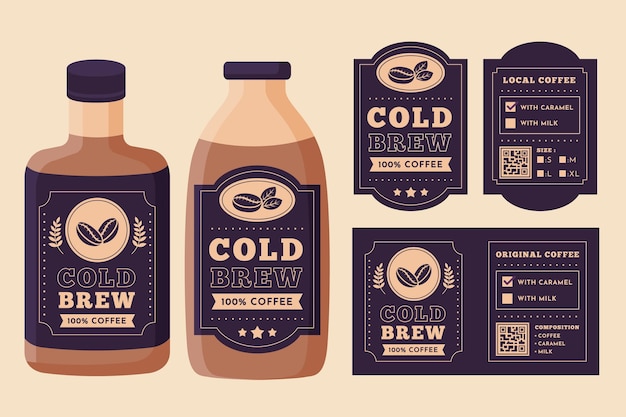 Download Free Vector | Cold brew coffee labels design