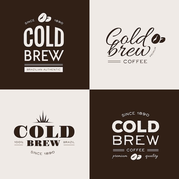 Download Premium Vector | Cold brew coffee logos