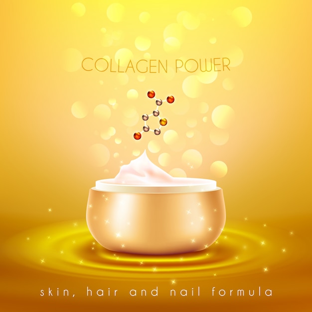 Free Vector Collagen Skin Cream Golden Background Poster