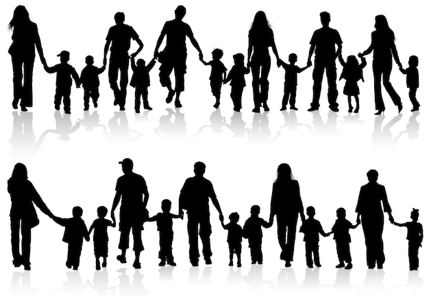 Download Collect family silhouettes Vector | Premium Download